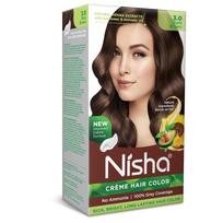 Nisha Creme plaukų dažai tamsiai rudi 120 g 1 vnt. pakuotė Nuolatiniai plaukų dažai šilkiniams, žvilgantiems, itin minkštiems plaukams