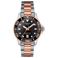 TISSOT SEASTAR Quartz Movement 300 meter Water Resistance Unisex Watch 36mm Black Dial Stainless Steel Case T120.210.22.051.01 Black Dial gray