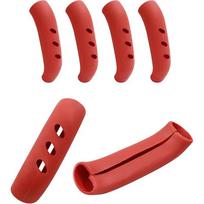 6Pcs Silicone Heat Insulation Pot Handle Non-slip Pot Handle Cover High Temperature and Wear Resistance Handle Kitchen Gadgets raudona
