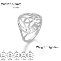 LIKGREAT Witch Knot Ring Sun Moon Hollow Rings for Women Men Witchcraft Celtics Knot Good Luck Protection Amulet Gifts 7