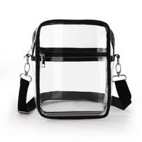 Reguliuojama skaidri PVC rankinė per petį su užtrauktuku koncertams ir sportui Small 20*15*5cm juoda