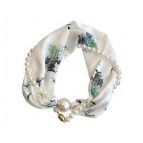 Fashion Thin Pearl Magnetic Clasp Scarf Neck Protection Magnetic Buckle Women's Shirt Necklace Silk Scarf Women