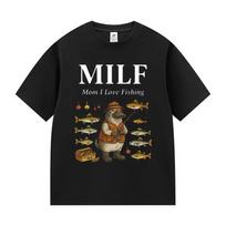 Funny Mom I Love Fishing Meme Vintage T-Shirt Men Women Fashion Oversized T Shirts Casual High Quality Cotton T Shirt Streetwear 4XL
