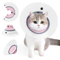 Elizabeth Cat Collar: Waterproof, Detachable, Breathable, Anti-Bite/Scratch Post-Op Neck Ring. rožinė
