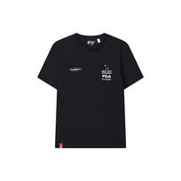 FILA Printed Letter Crew Neck Pullover American Vintage Short Sleeve T-Shirt Men Tops Blue F11M319101F-NV S black