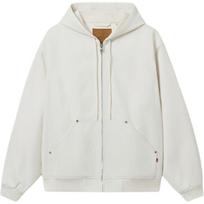 Levis Casual Comfortable Loose Solid Color Hooded Long Sleeve Denim Jacket Men jackets White 003L7-0000 M