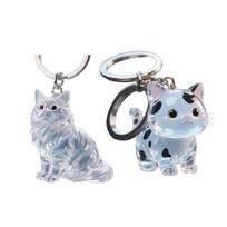 Sentimental Plastic Pet Hair Keepsakes Keychain Plastic Clear Cats Furs Display Case Keyring Pet Memorial Accessory