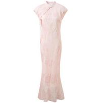 Sancai Cherry Blossom Jacquard Fishtail Dress S šviesiai rausvos spalvos