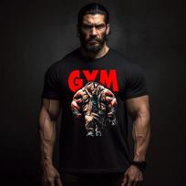 Black Cotton TShirt Gym Rhino Men Muscle Fitness Casual Streetwear Athletic Comfort Fashion - Men's Summer Cotton Graphic Tee S įvairiaspalvis