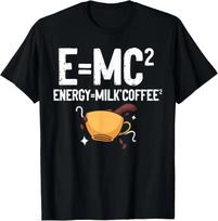 E=MC2 Juokingas mokslas Kava Energija Pieno kava Dovana Marškinėliai Spausdinti Grafiniai marškinėliai Grafiniai marškinėliai Camisas Streetwear Y2K T... S įvairiaspalvis