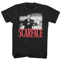 Film T Shirt Scarface Tony Montana Big Guns Little Friend Men T Shirt Fashion Men Clothing Pacino Gangster Movie Graphic Tshirts S juoda