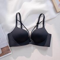Black Seamless Push Up Bra with Cross Straps and Adjustable Shoulder Straps S juoda