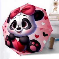 1pc Sturdy 8-Bone Auto Umbrella, Giant panda Umbrella, Digital Printed, Foldable Umbrella for On-the-Go Outdoor Use