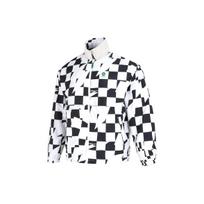 Adidas Neo U Vbe Rev Jkt Plaid Print Logo Button Down Long Sleeve Flip Collar Jacket Unisex Jackets Black White HU1111 L black