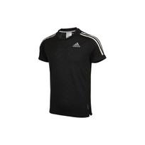 Adidas Own The Run Tee Striped Crew Neck Short Sleeve Men Tops Black H36450 S gray
