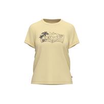 Levis Letter Landscape Print Crew Neck Short Sleeve T-Shirt Women T-Shirts Yellow 17369-2515 XS