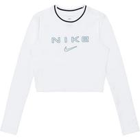 Nike Sportswear Chill Knit Crew Neck Pullover Letter Print Logo Long Sleeve Cropped Top Women tops White FZ2859-100 L