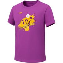 Li Ning Table Tennis Series Letter Print Pattern Breathable Versatile Short Sleeve T-Shirt Unisex Tops Wumei-Purple AHSVC89-2 M purple