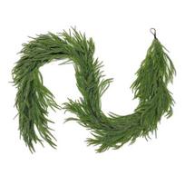 180/270CM Dirbtinė Norfolk Pine Girlianda Netikra Kalėdinė Pušies Spygliai Rotango Židinio Kamino Verandos Vidaus Lauko Kabinama Dekoracija 1.8M gray