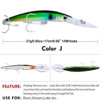 PRO BEROS Sea Fishing Minnow Lure, 17cm/27g, Hard Plastic Bait, 10 Color Options - Model DW358