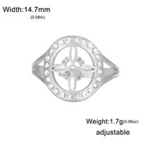 Witchcraft Witch Knot Clear Zircon Round Ring Stainless Steel Gold Adjustable Vintage Amulet Jewelry resizable