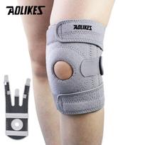 Aolikes 1Pcs New Knee Brace Including Side Stabilizers - Adjustable Knee Support Features Including Patella Gel Pad Knee Wraps Suitable For Men and Right leg pilka spalva