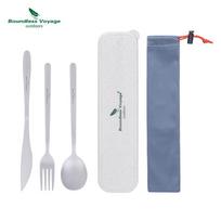 Ultra-light Pure Titanium Cutlery Set: Spoon, Fork, Knife, Chopsticks with Portable Storage Bag and Box