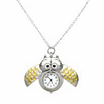 New Owl Shape Pocket Watch Keychain Flip Style Antique Hang Watch Classic Retro Necklace Clock For Unisex Adults Children white