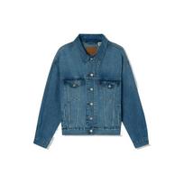 Levis Distressed Solid Color Collar Single-Breasted Long-Sleeve Denim Jacket Women Outerwear Blue A1743-0004 XS