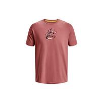 Under Armour American Retro Logo Print Crew Neck Short Sleeve T-Shirt Men Tops Red 1376806-604 M brown