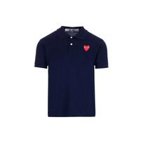 Comme des Garcons Play Red Emblem Polo Navy Unisex Streetwear AX-T006-051-2 S black