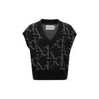 Calvin Klein V-Neck Allover Print Knitted Vest Women Tops Black J220099 XS