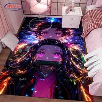 NO.3 Classic Demon Slayer Kamado Nezuko Theme Carpet,Living Room Bedroom Office Kid Room of Choice,Non-slip Machine Washable Mat 40x60cm (16x24in) blue