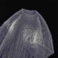 Men's Soft & Fluffy Sweater: Trendy Lazy Style Knit Base Layer, Solid Color, Thickened for Autumn/Winter L pilka spalva