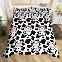Carton Milk Cow Soft Duvet Cover Twin King Western Farm Animal Warm Comforter Cover For Valentines Day Rom Decor Microfiber Beding Set 120*200cm Single