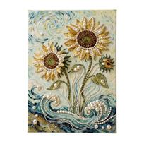 DIY Pearl Art Kit Cartoon Castle Sunflower Seaside Pearl Decoration Painting Handmade Craft Kit for Creative Home Wall Art Gift One Size