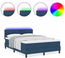 Kiemas lova su LED juostelėmis Mėlyna 140 x 200 cm audinys