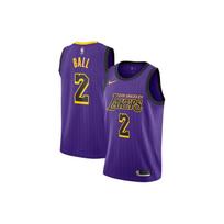 Nike Los Angeles Lakers City Edition Jersey No. 2 Lonzo Ball NBA Sports Basketball Men Tops Purple AJ4618-504 S