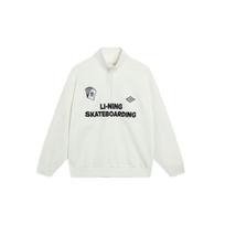 Li-Ning Golden Era Logo Embroidered Half-Zip Pullover Sweatshirt Unisex Tops Off-White AWDT225-2 XXL