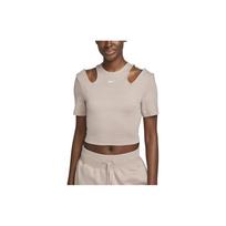 Nike Sportswear Essentials Solid Short Sleeve T-Shirt Women Tops Gray Brown DV7963-272 XL beige