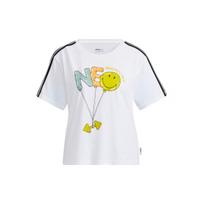 Adidas Neo Cartoon Print American Vintage Casual Sports Round Neck Short Sleeve Drop Shoulder T-Shirt Women T-Shirt White H61982 L