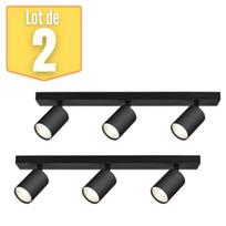 Lot de 2 Plafonniers 3 spots saillies BETA-U2 Alu GU10 3x35W Noir