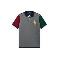 Polo Ralph Lauren Slim Fit Big Pony Color Block Short Sleeve Polo Shirt Men tops Gray MNPOKNI1N821457-020 S