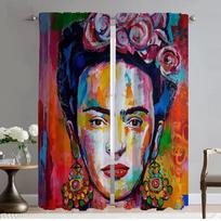 Kitchen Curtains Living Room Curtain Panel Kahlo Home Interior Shades Partition Halloween Decoration Polyester Ideal For W100*H130(CM)-Hooks&2PCS