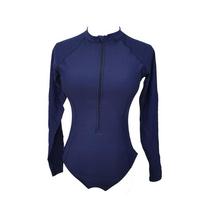 New European and American surf suit long-sleeved anti-diving suit printed flat-angle split conservative swimsuit women's sun protection M