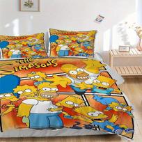 3 vnt. Simpsons spausdinti patalynės komplektas, pralaidus orui ir minkštas, skalbiamas mašinoje, Kalėdinė dovana, tinkamas miegamojo dekoravimui, 084 135x200cm yellow