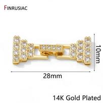 14K Gold Plated Brass Pyramid Pearl Clasps Connector,Inlaid Zircon Fastener Lock Clasps For DIY Jewelry Making Accessories 1 piece