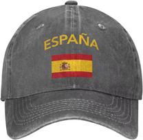 Cowboy Baseball Cap Spanish Flag Hat Spain Printed Adjustable Sports Cap Women Washed Vintage Hats Trucker Caps One Size gray