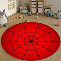 Red Spider Web Area Rug - Goth Halloween Decorative Floor Mat for Living Room, Kitchen, Non-Slip Mat Diameter 60cm
