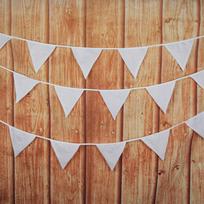 10m Baltos Medvilninės Trikampės Vėliavėlės Vestuvėms & Renginių Dekoravimui Birthday, wedding, home decor, tent balta